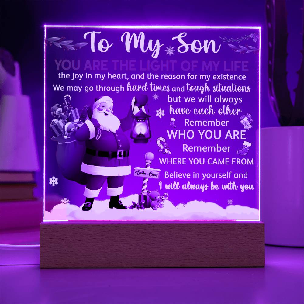 Gift For Son - Acrylic Square Plaque with Available LED Night Light - Light Of My Life