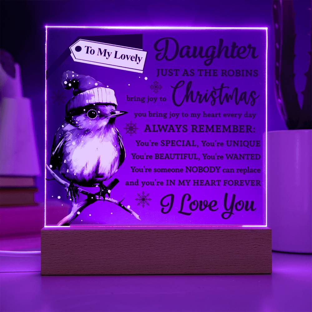 Gift For My Daughter - Square Acrylic Plaque with Available LED Night Light - Robins Bring You Joy