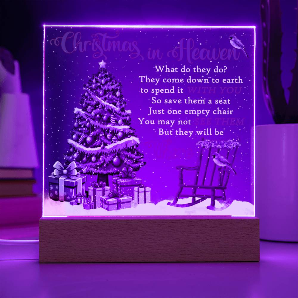 Remembering You This Christmas Gift - Acrylic Square Plaque with Available LED Night Light