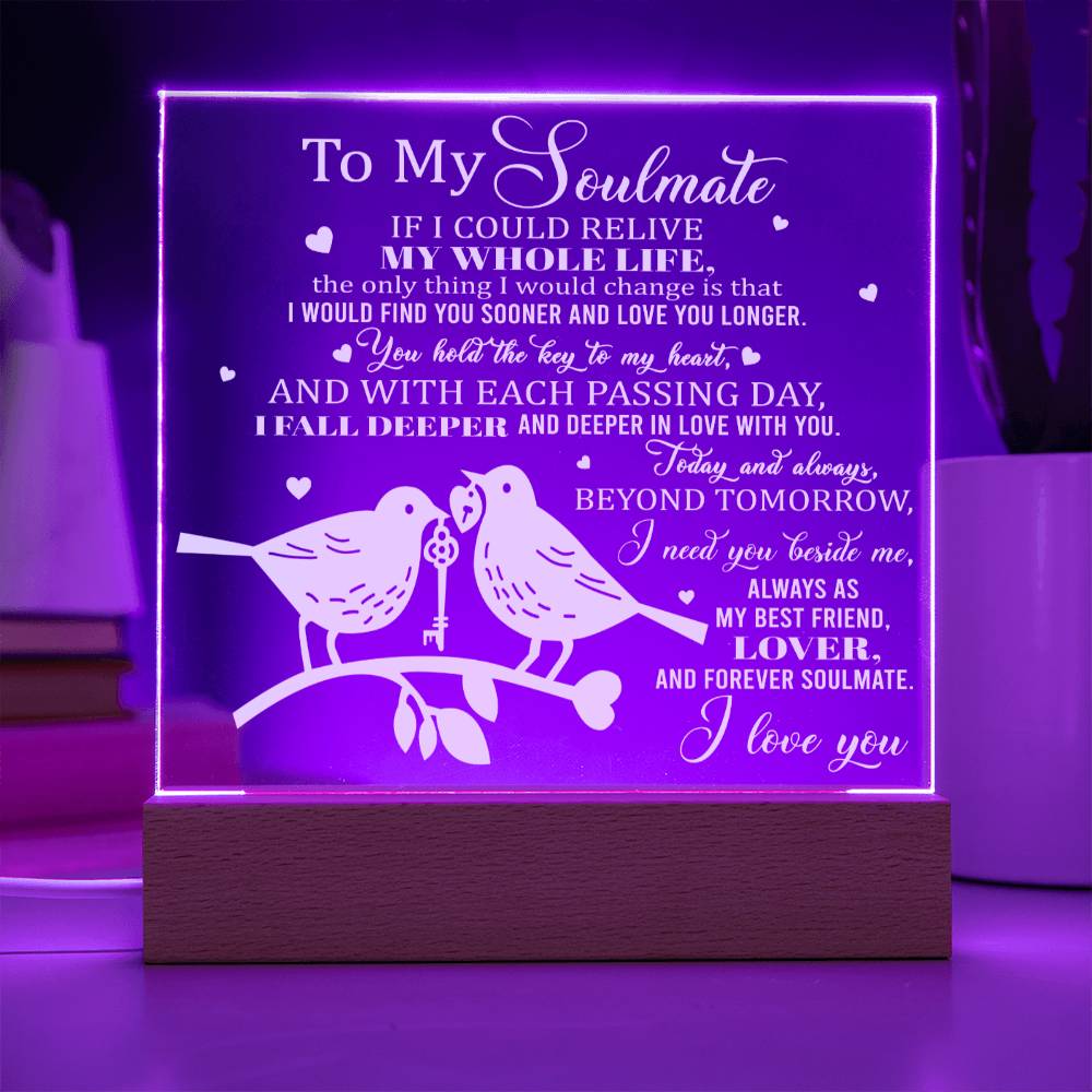 Soulmate Gift - Hold The Key - LED Acrylic Plaque Table Top Display