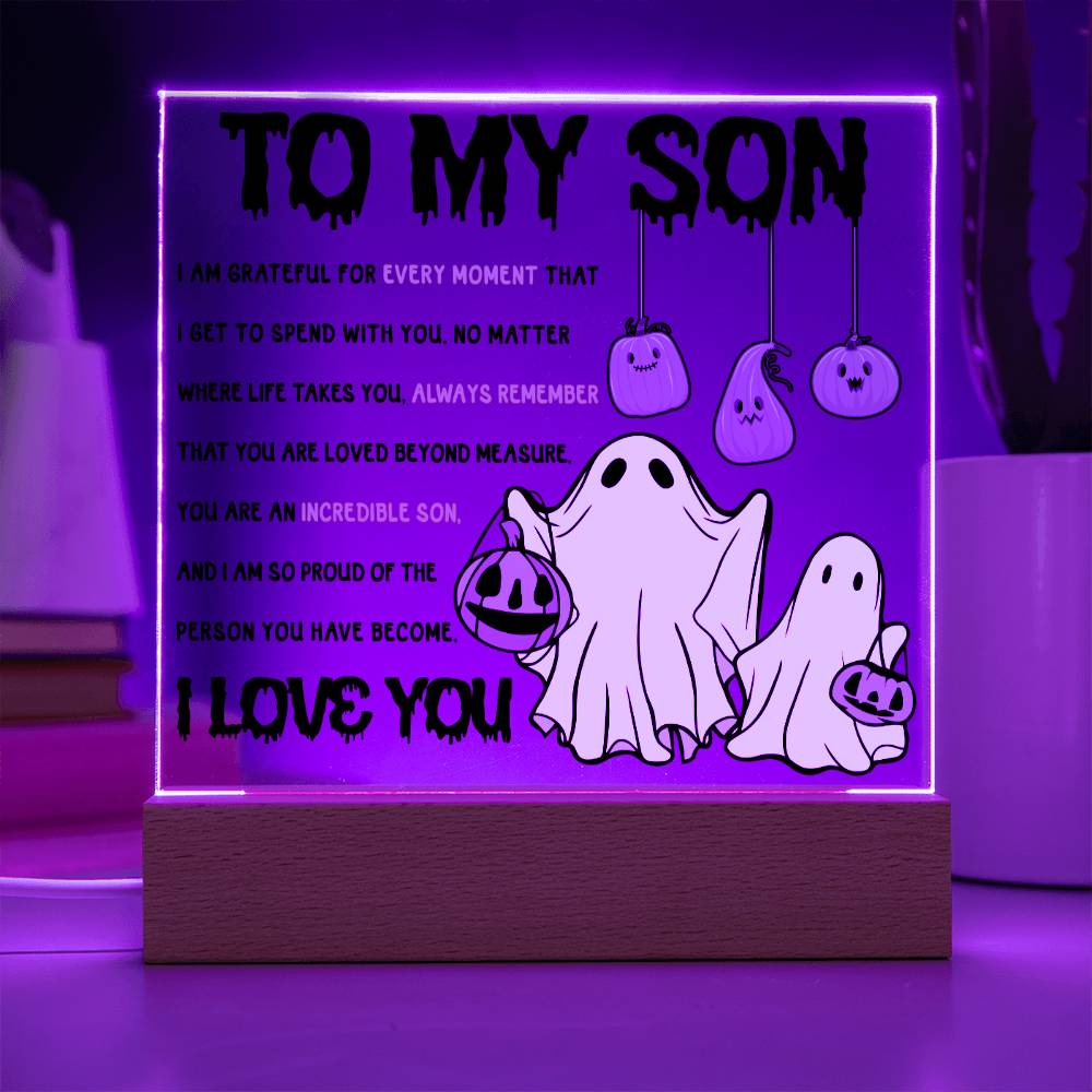 Son Halloween Gift - Incredible Son - Acrylic Square Plaque with Available Night Light