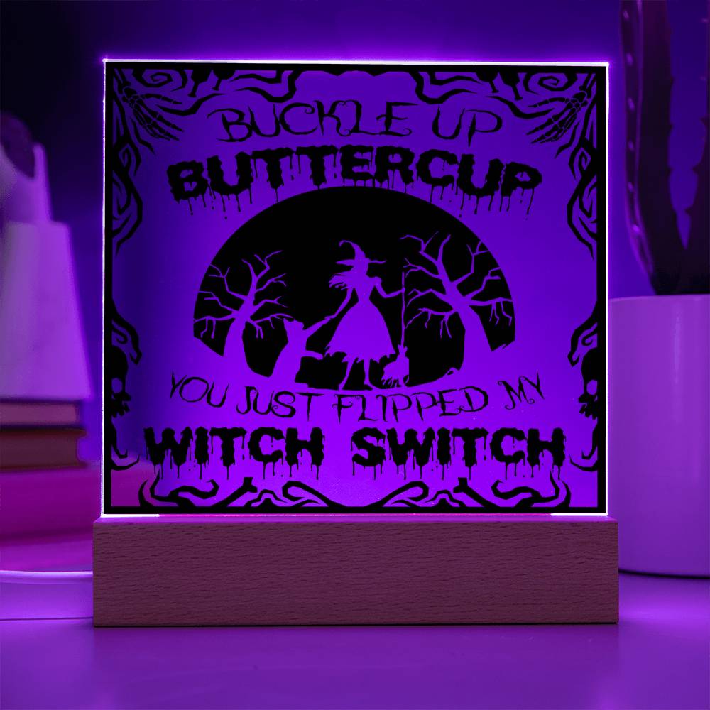 Halloween Gift - Buttercup - Acrylic Square Plaque with Available LED Night Light