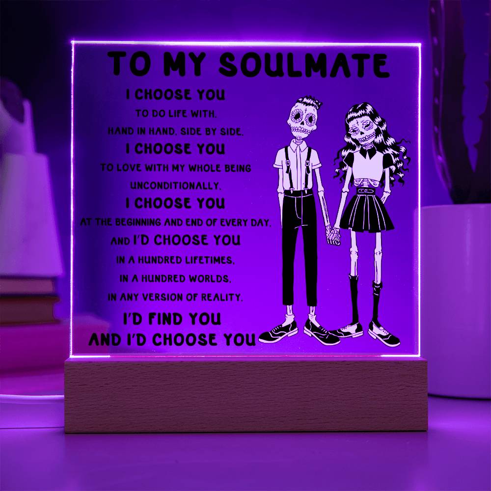 Soulmate Halloween Gift - Hundred Lifetimes - Acrylic Square Plaque with Available Night Light