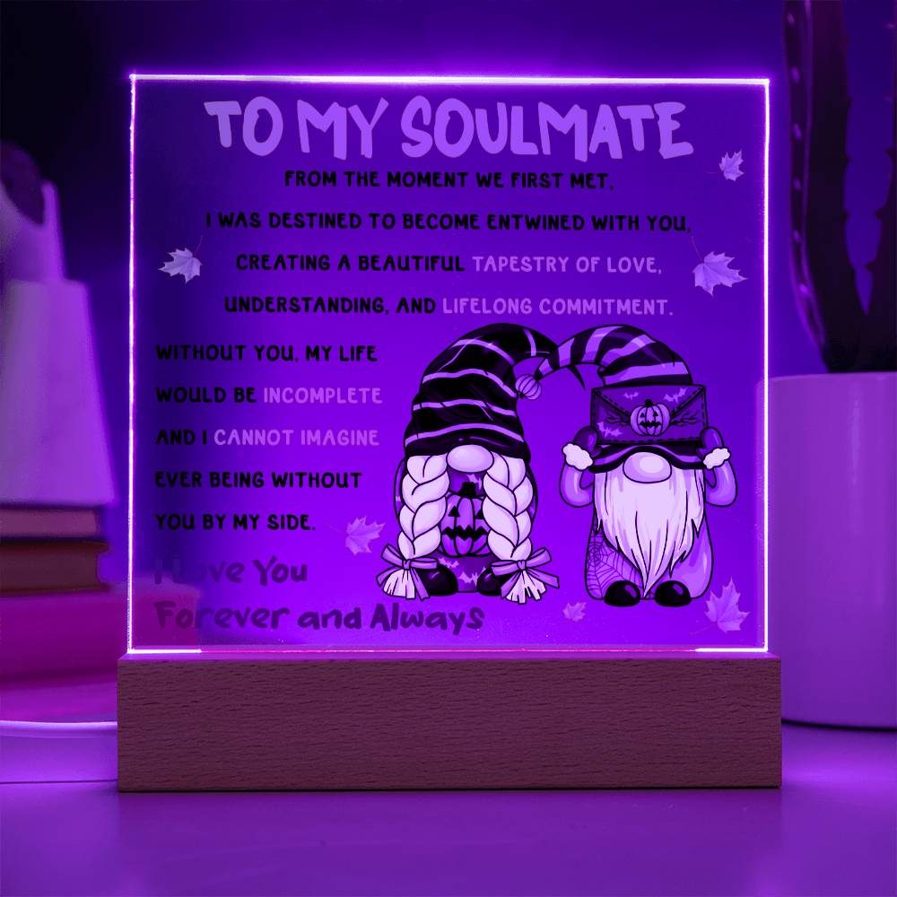 Soulmate Halloween Gift - First Met- Acrylic Square Plaque with Available Night Light