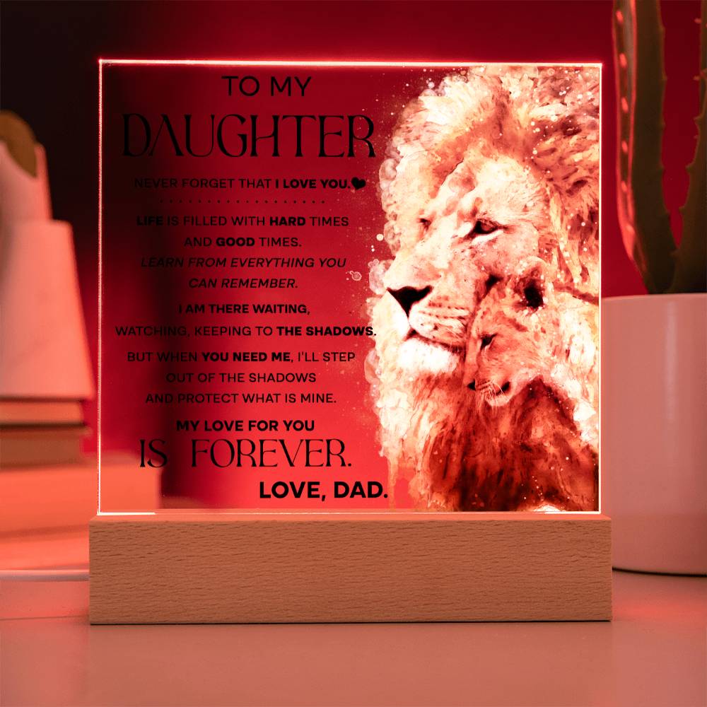 To My Daughter Gift - Acrylic Square Plaque with Available LED Night Light - Shadows