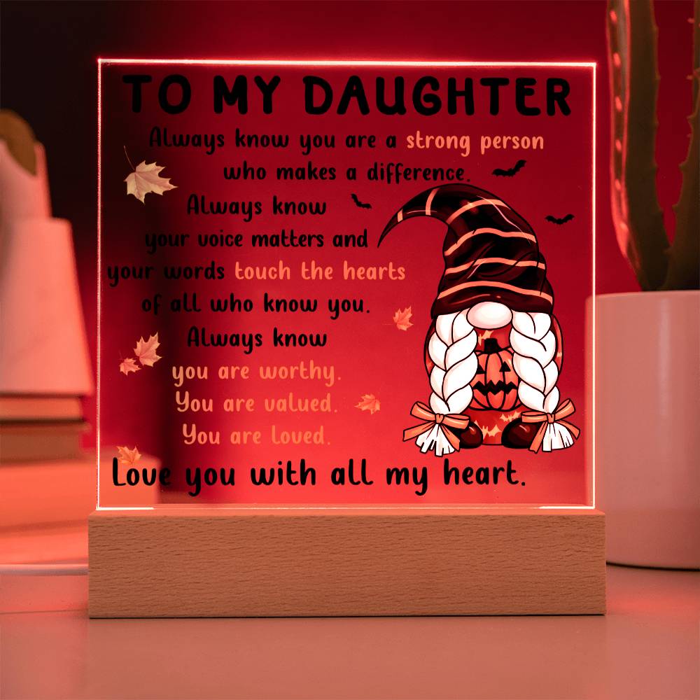 Halloween Gift For Daughter - Touch The Hearts - Acrylic Square Plaque with Available LED Night Light