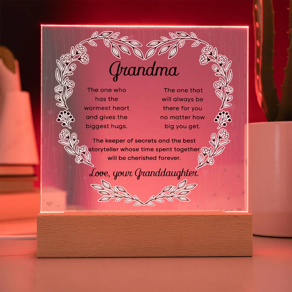 Grandma From Granddaughter -Cherished Forever Acrylic  Plaque