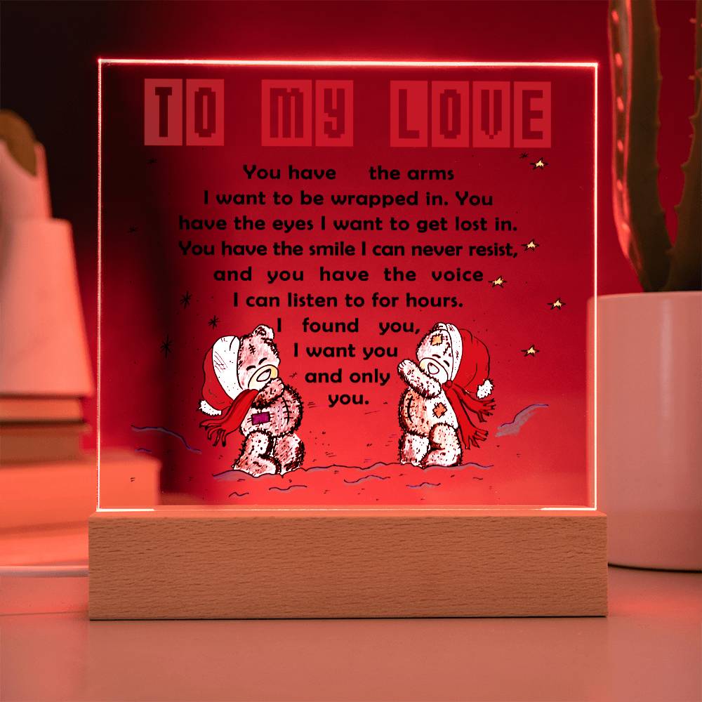 Soulmate Gift - Acrylic Square Plaque with Available LED Night Light -  I Found You