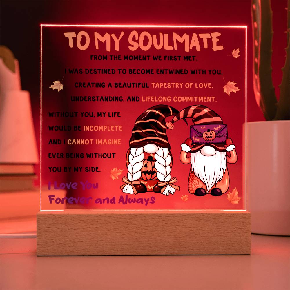 Soulmate Halloween Gift - First Met- Acrylic Square Plaque with Available Night Light