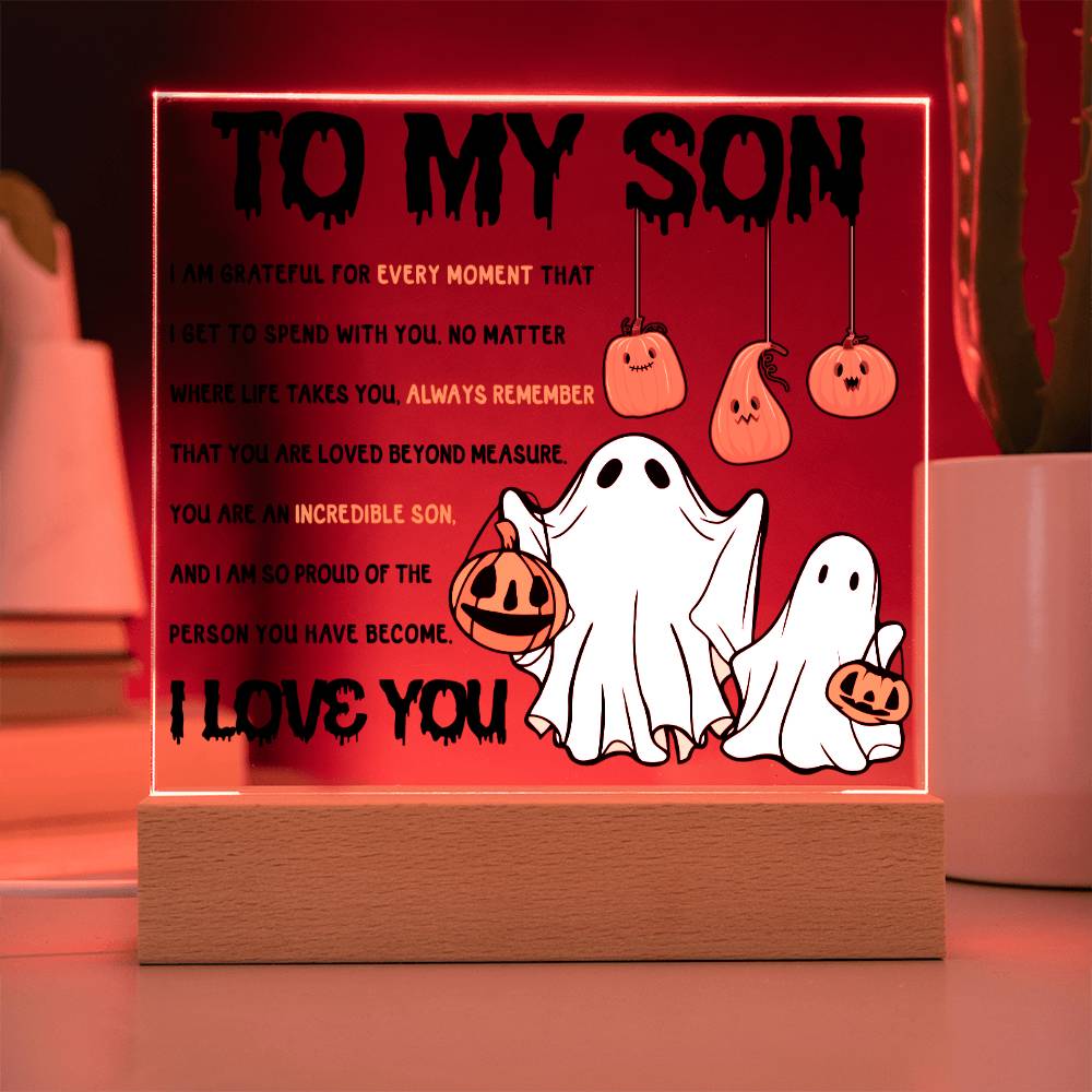 Son Halloween Gift - Incredible Son - Acrylic Square Plaque with Available Night Light