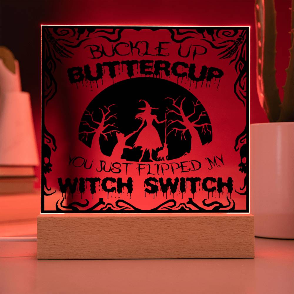 Halloween Gift - Buttercup - Acrylic Square Plaque with Available LED Night Light