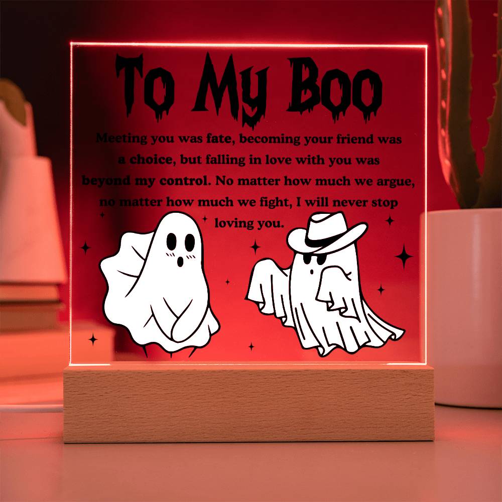 Soulmate Halloween Gift - My Boo - Acrylic Square Plaque with Available Night Light