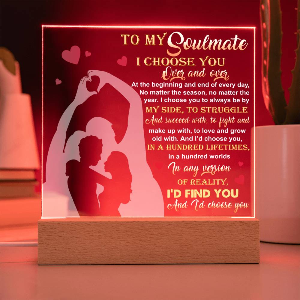 Soulmate Gift - By My Side - LED Acrylic Plaque Table Top Display