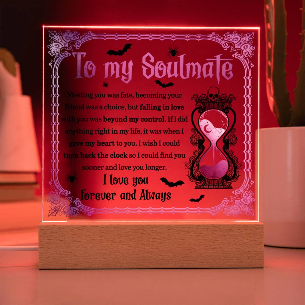 Soulmate Halloween Gift - Beyond Control - Acrylic Square Plaque with Available Night Light