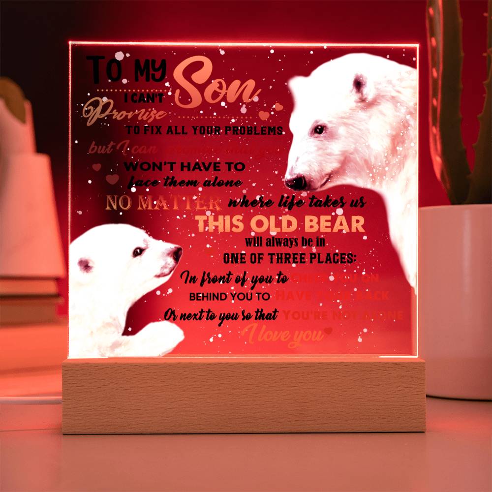 Gift For Son - Acrylic Square Plaque with Available LED Night Light - You're Not Alone