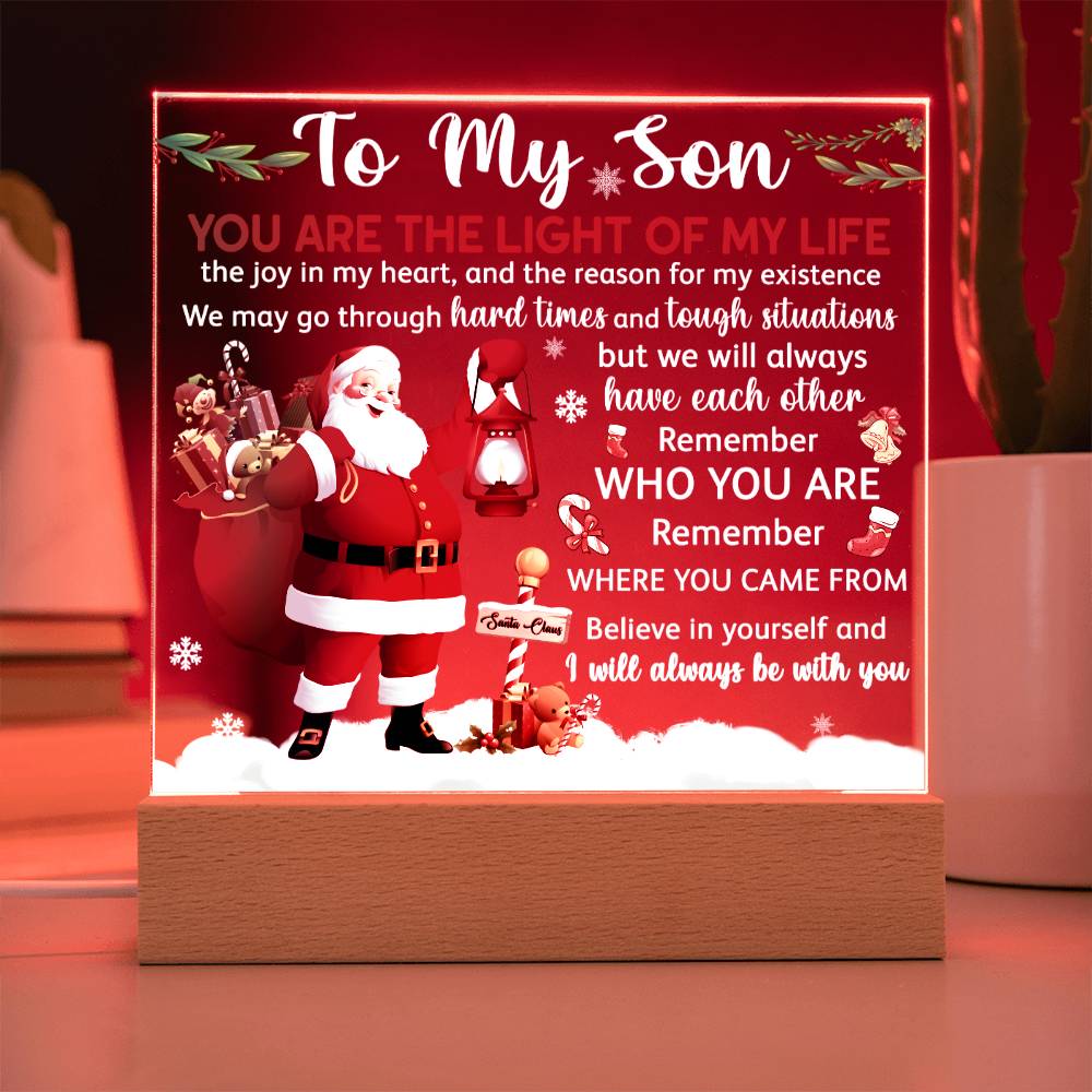 Gift For Son - Acrylic Square Plaque with Available LED Night Light - Light Of My Life