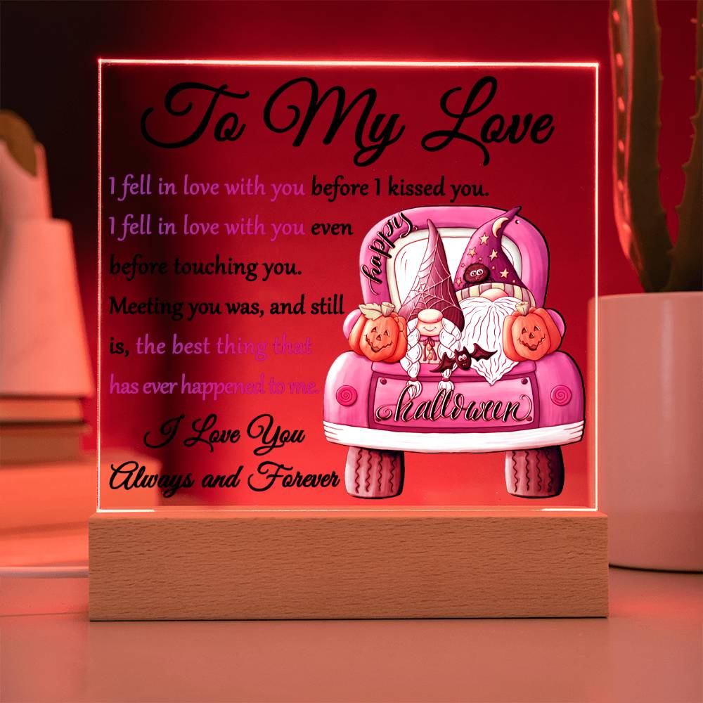 Soulmate Halloween Gift - Fell In Love - Acrylic Square Plaque with Available Night Light