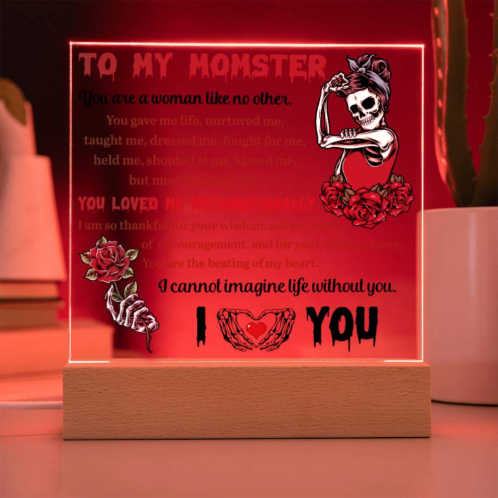 Mom Halloween Gift - Silent Prayer - Acrylic Square Plaque with Available Night Light