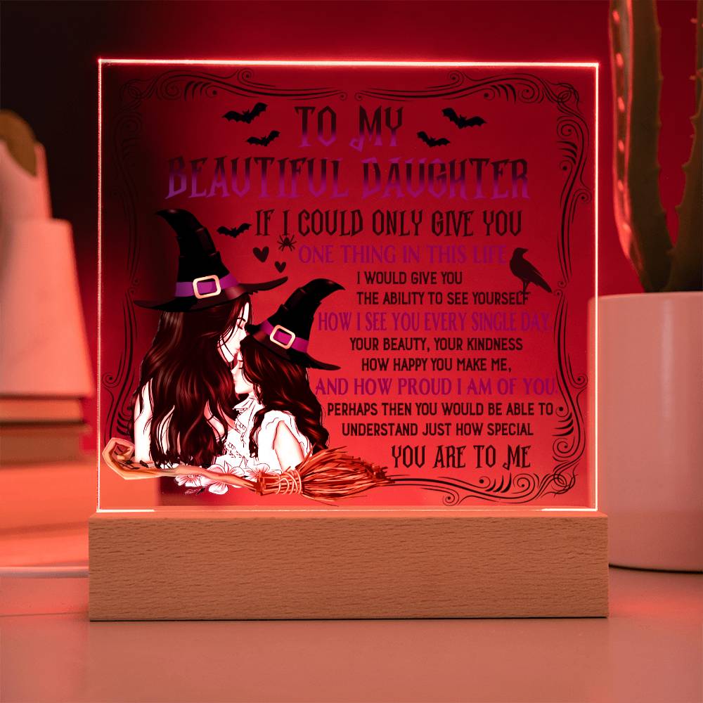 Halloween Gift For Daughter - How Special - Acrylic Square Plaque with Available LED Night Light