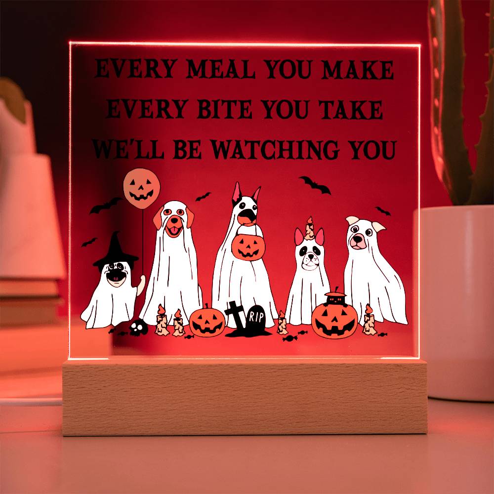 Halloween Gift - Watching You - Acrylic Square Plaque with Available Night Light