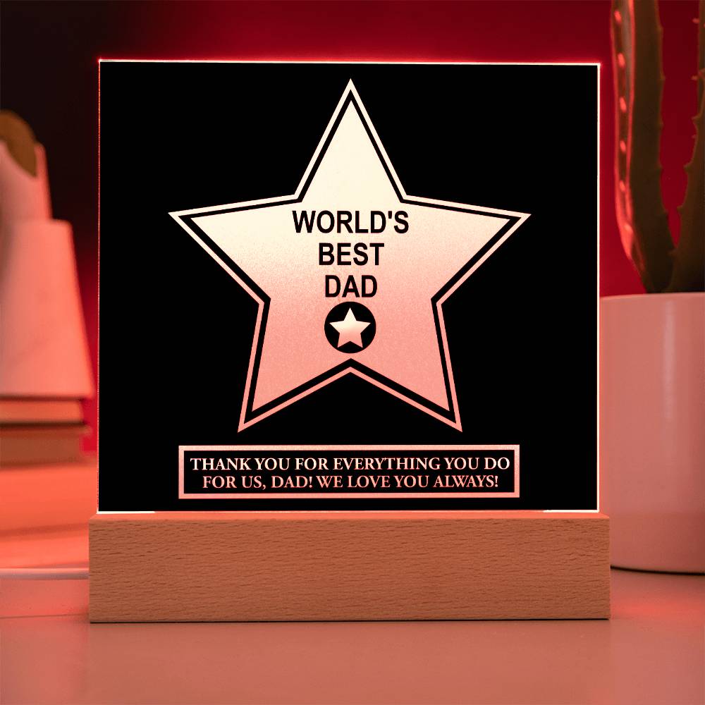 Dad Gift-Worlds Best Dad-Square Acrylic Plaque