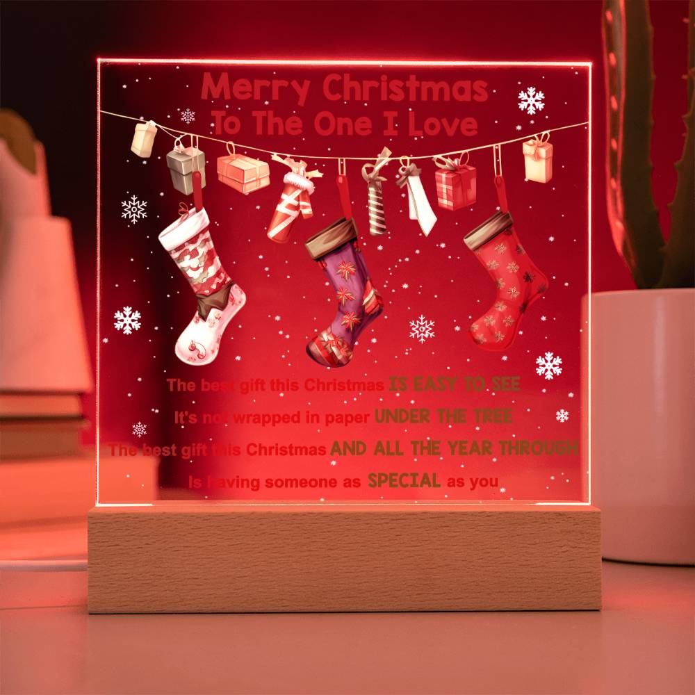 Soulmate Christmas Gift - Acrylic Square Plaque with Available LED Night Light - Easy To See You're The One I Love