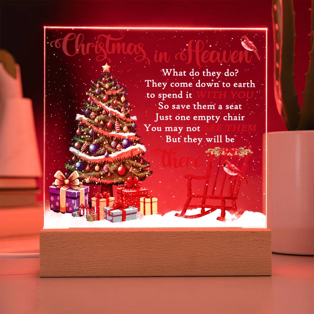 Remembering You This Christmas Gift - Acrylic Square Plaque with Available LED Night Light