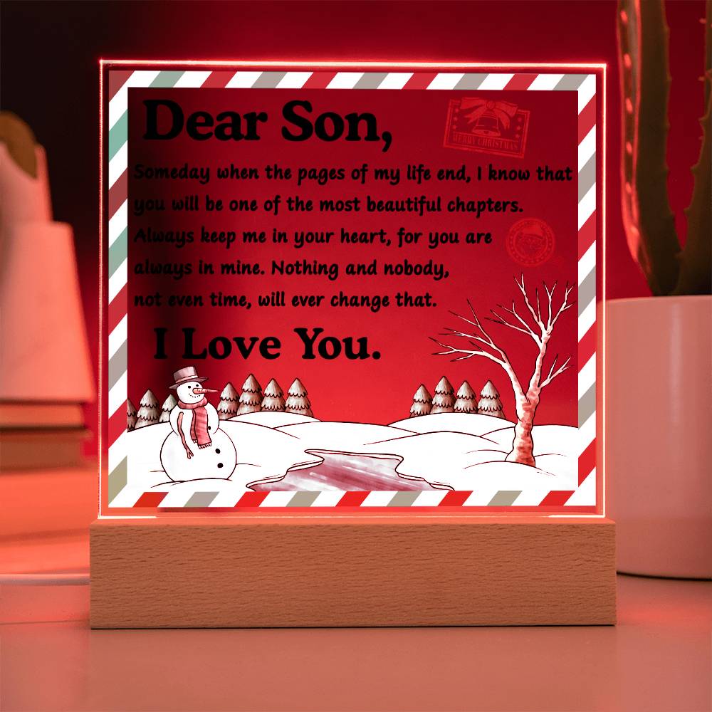 Gift For Son - Acrylic Square Plaque with Available LED Night Light - Beautiful Chapters