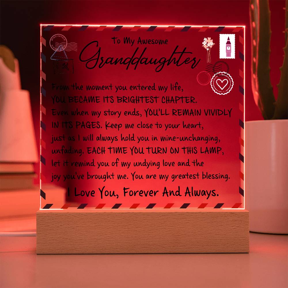 Gift For Granddaughter - My Awesome Granddaughter - Acrylic Plaque with LED