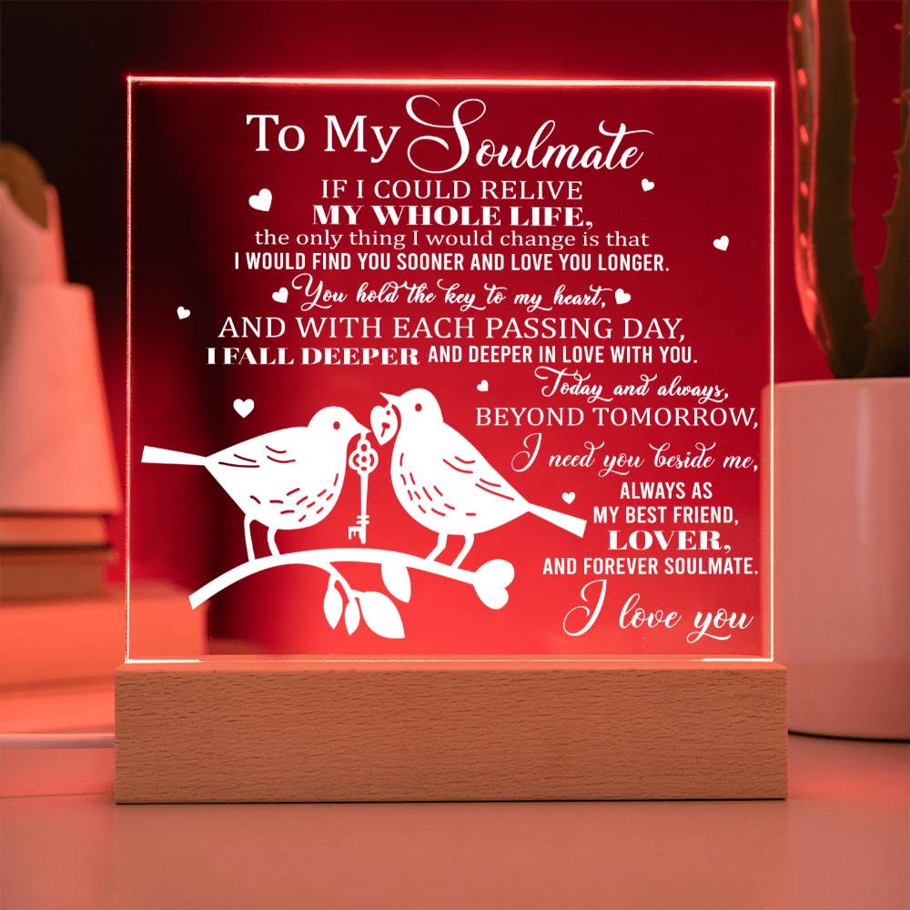 Soulmate Gift - Hold The Key - LED Acrylic Plaque Table Top Display