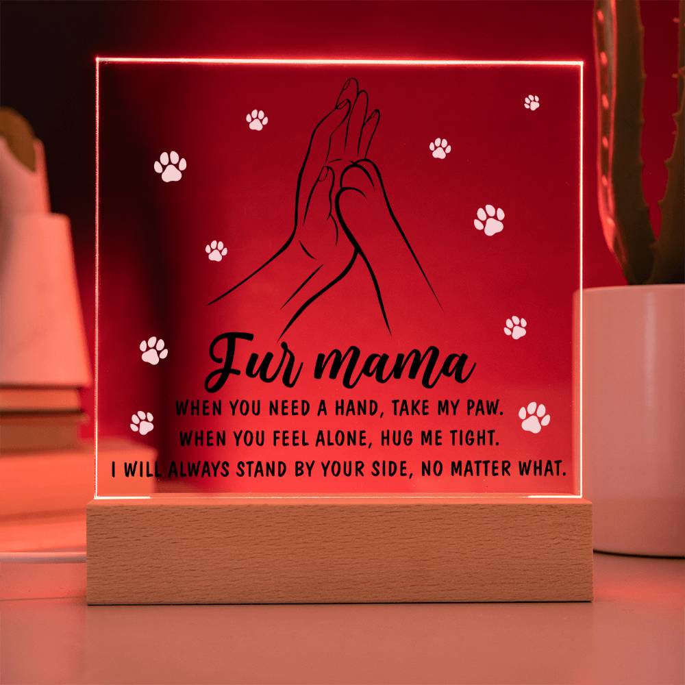 Fur Mama Gift - Take My Paw - Acrylic Square Plaque