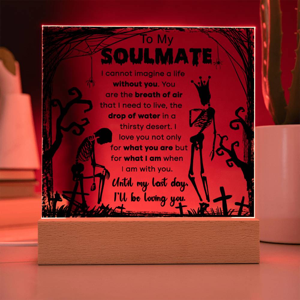 Soulmate Halloween Gift - Breath of Air - Acrylic Square Plaque with Available LED Night Light