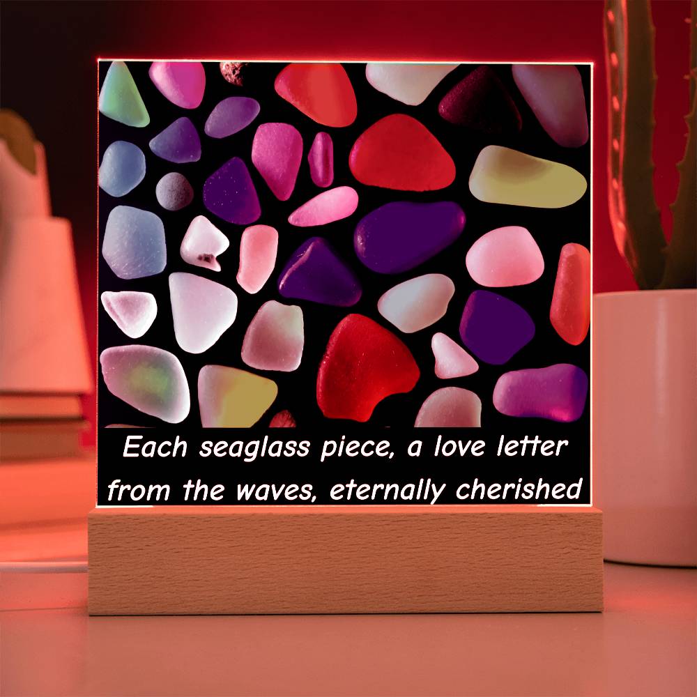 Sea Glass Love Letter Acrylic Plaque Table Top Display