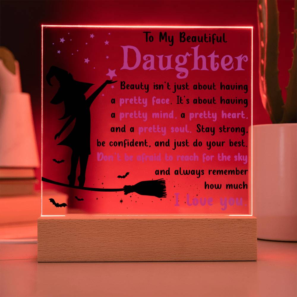 Halloween Gift For Daughter - Pretty Soul - Acrylic Square Plaque with Available LED Night Light