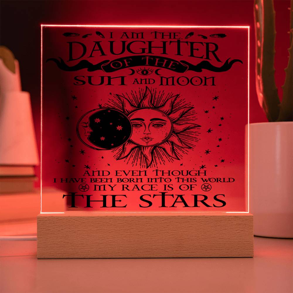 Halloween Gift For Daughter - Sun and Moon - Acrylic Square Plaque with Available LED Night Light