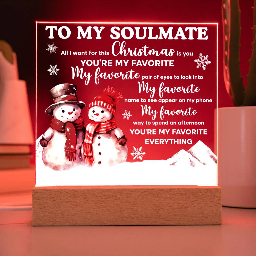 Soulmate Christmas Gift - My One and Only - Acrylic  Plaque with Available LED Night Light