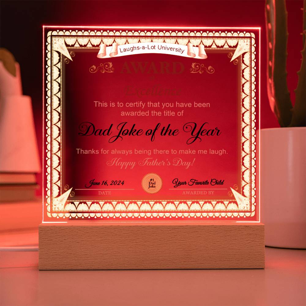 Dad Gift-Award of Excellence-Square Acrylic Plaque