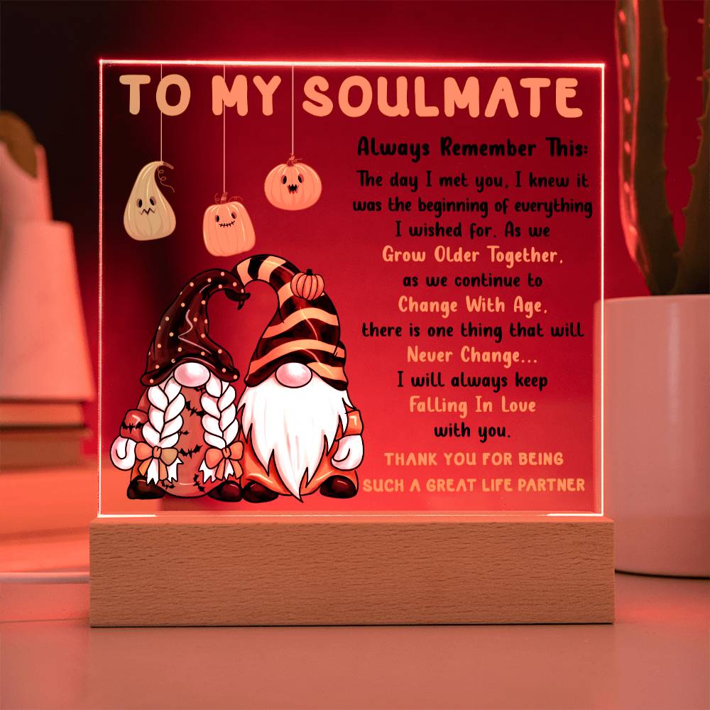 Soulmate Halloween Gift - Grow Older Together- Acrylic Square Plaque with Available Night Light