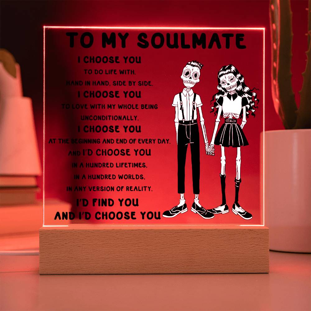 Soulmate Halloween Gift - Hundred Lifetimes - Acrylic Square Plaque with Available Night Light