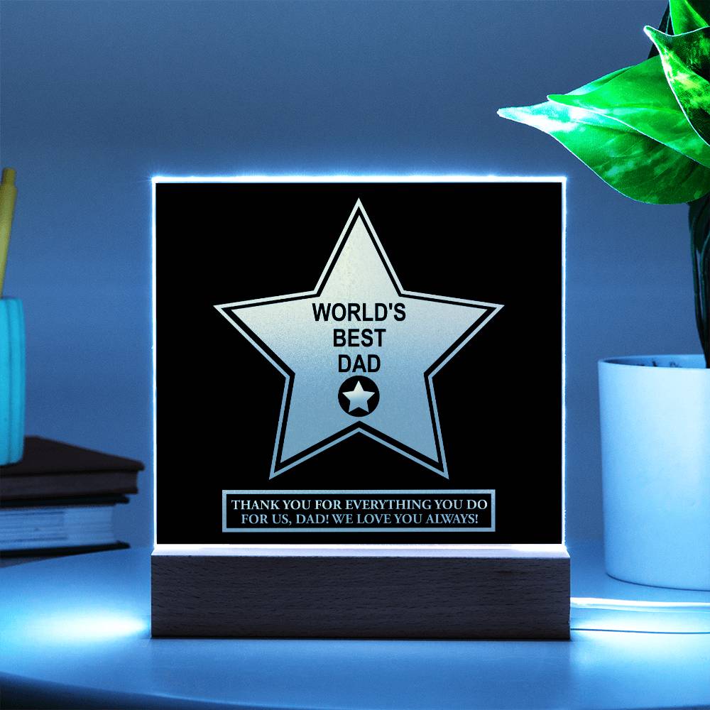 Dad Gift-Worlds Best Dad-Square Acrylic Plaque