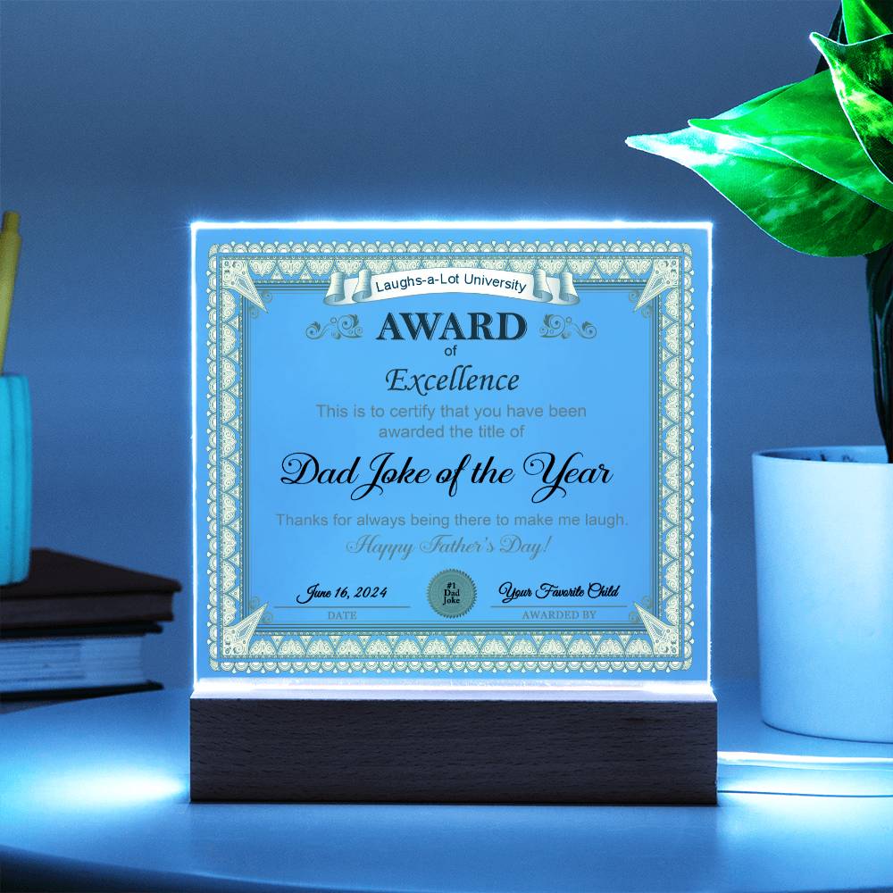 Dad Gift-Award of Excellence-Square Acrylic Plaque