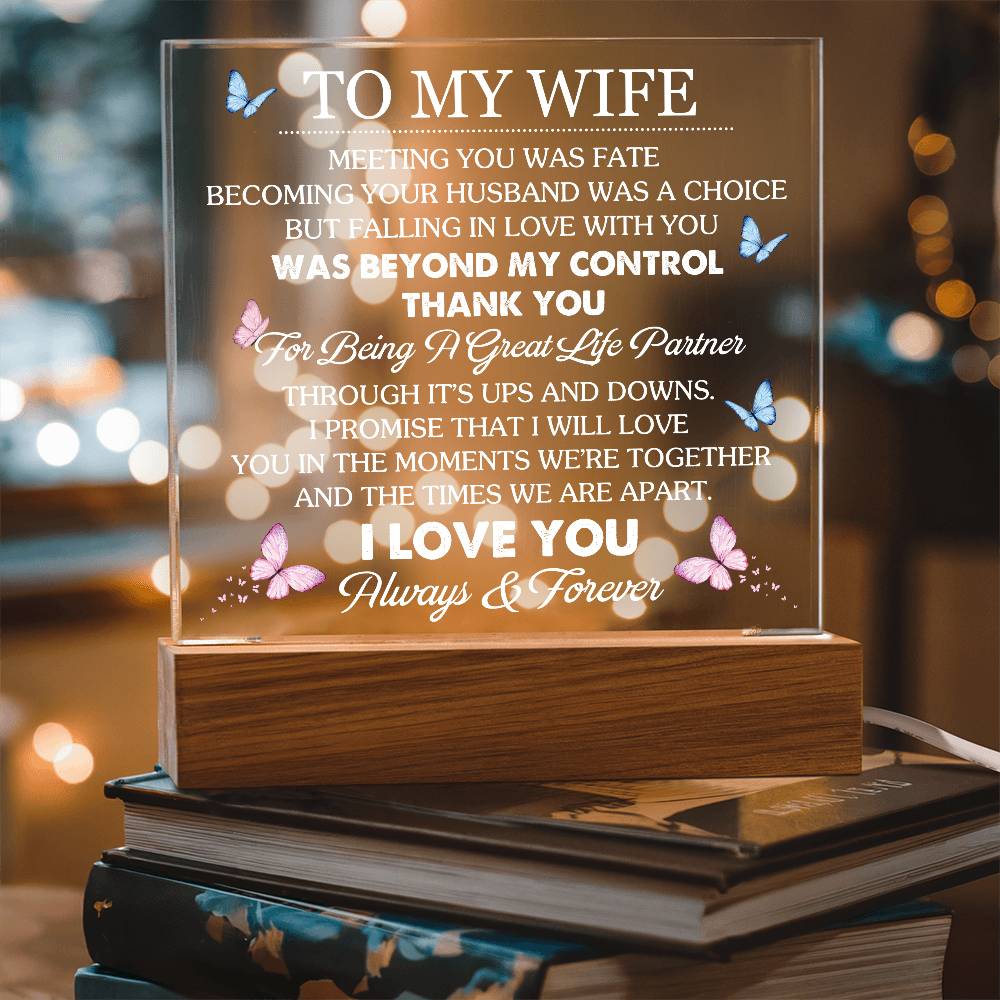 To My Wife - Thank You For Being A Great Life Partner - Acrylic LED Plaque