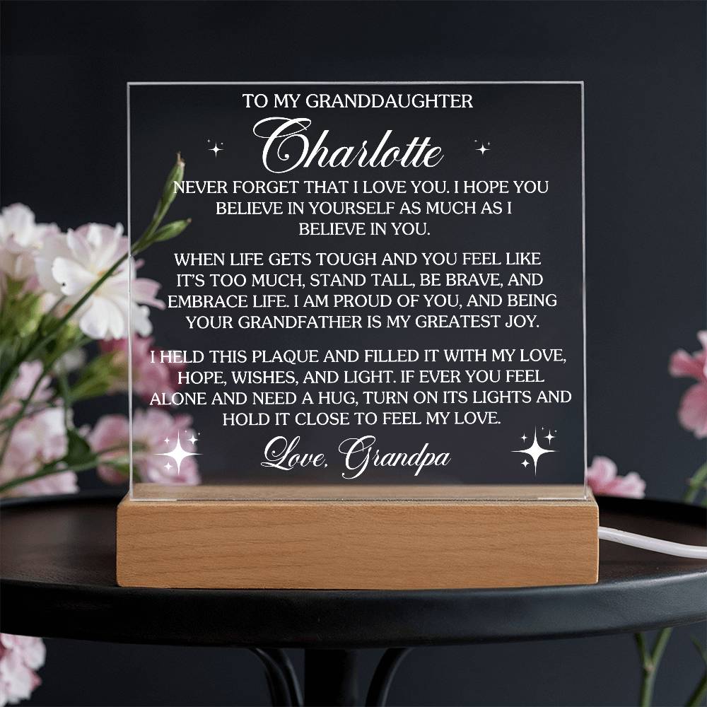 To My Granddaughter - Personalize with Names - Believe in Yourself as Much as I Believe in You  - Acrylic LED Plaque - From Grandpa or Grandma