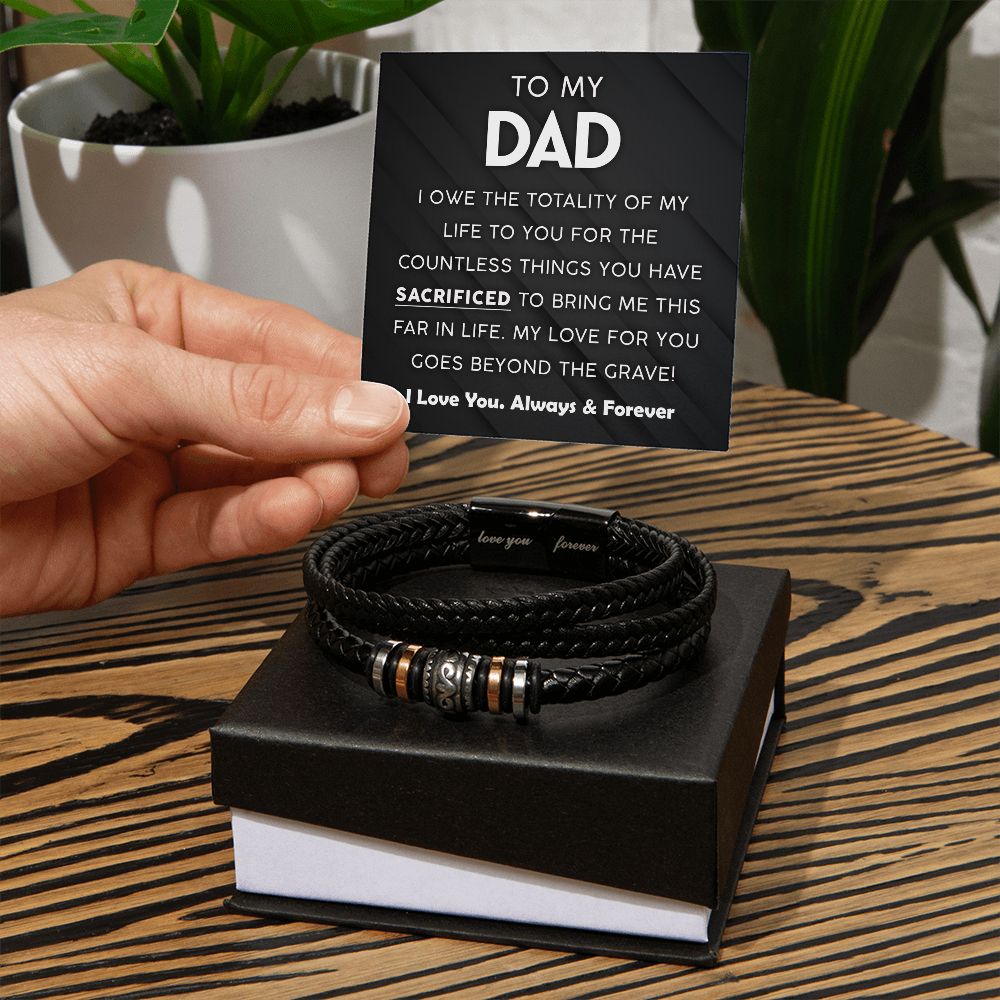 To My Dad Gift - Mens "Love You Forever" Leather Bracelet - Countless Things