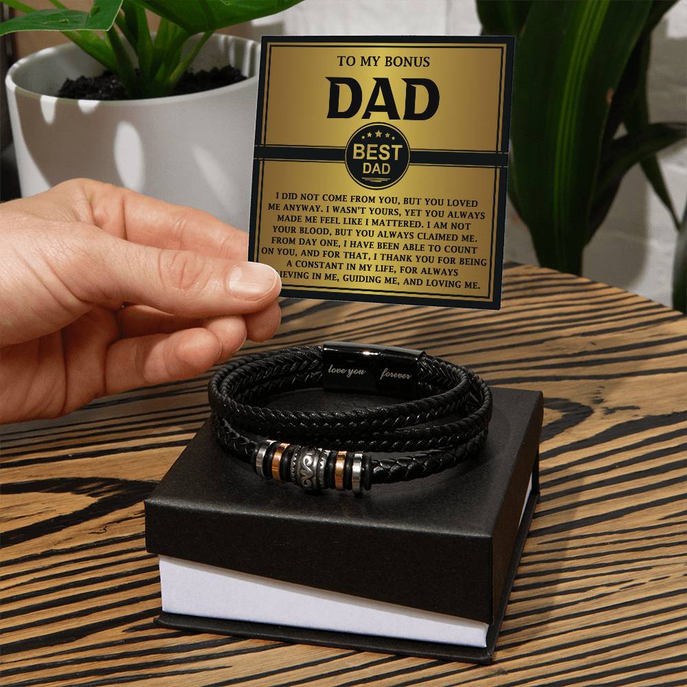 Bonus Dad Love You Forever Mens Braided Bracelet Gift - Always Able To Count On You