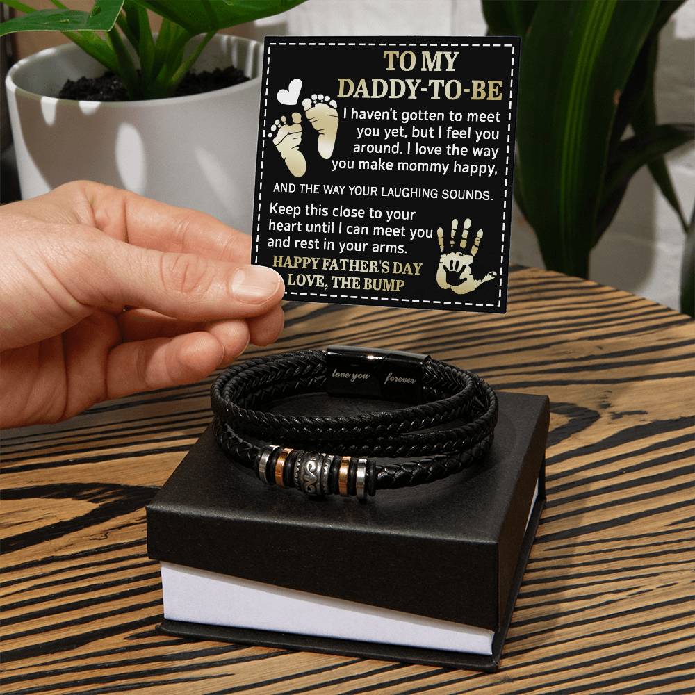 Dad To Be - Love You Forever Mens Braided Bracelet Gift - I Feel You Around