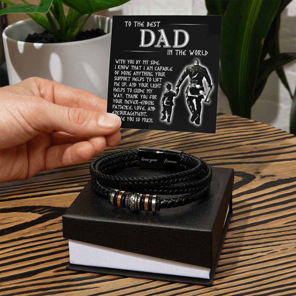 Dad Love You Forever Mens Braided Bracelet Gift -  Thanks You For Being By My Side