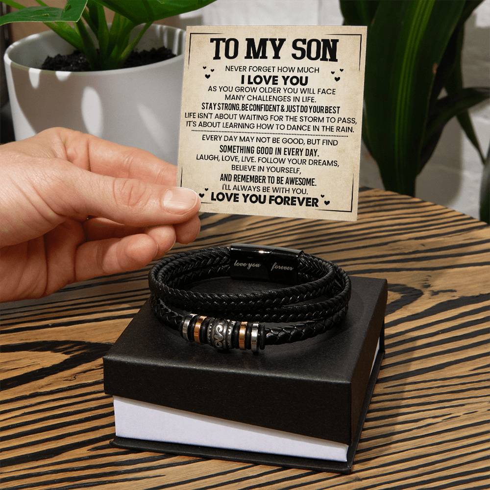 To My Son - Never Forget How Much I Love You - Love You Forever Men's Bracelet