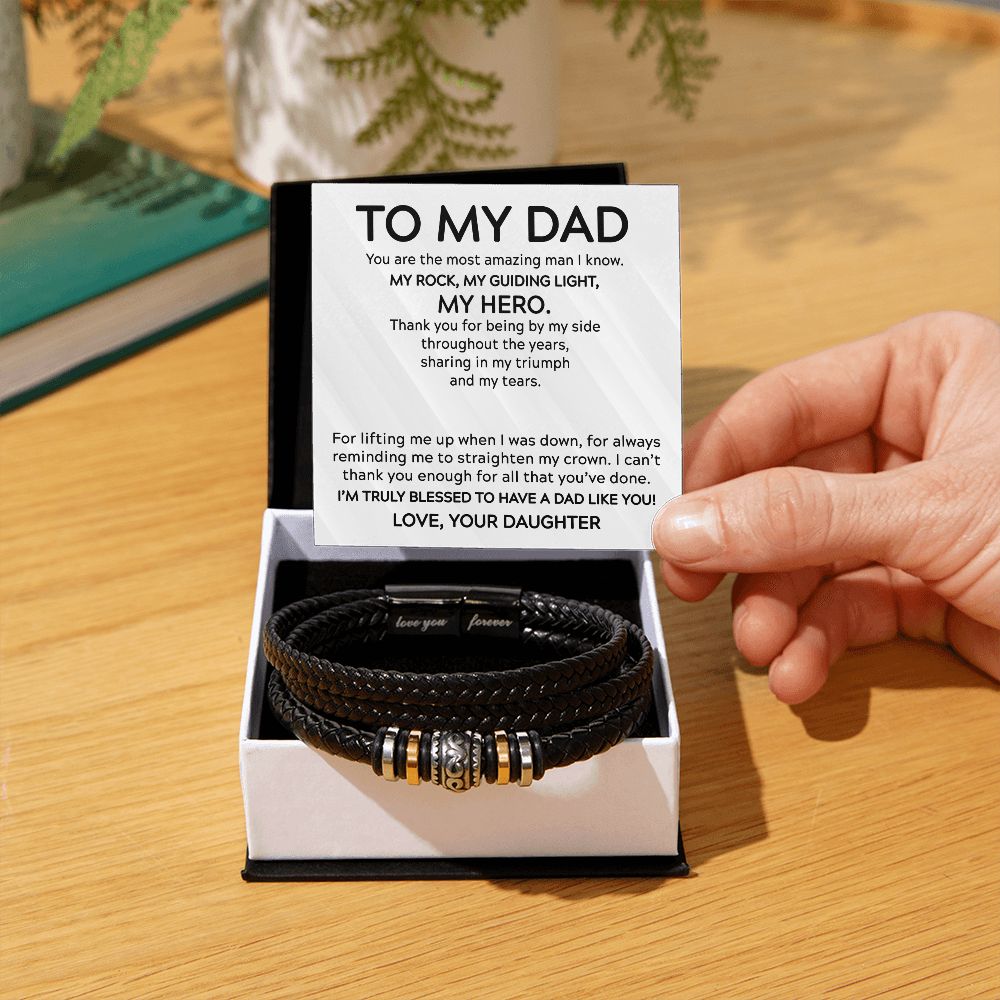 Dad Gifts - Love You Forever Leather Bracelet -Guiding Light