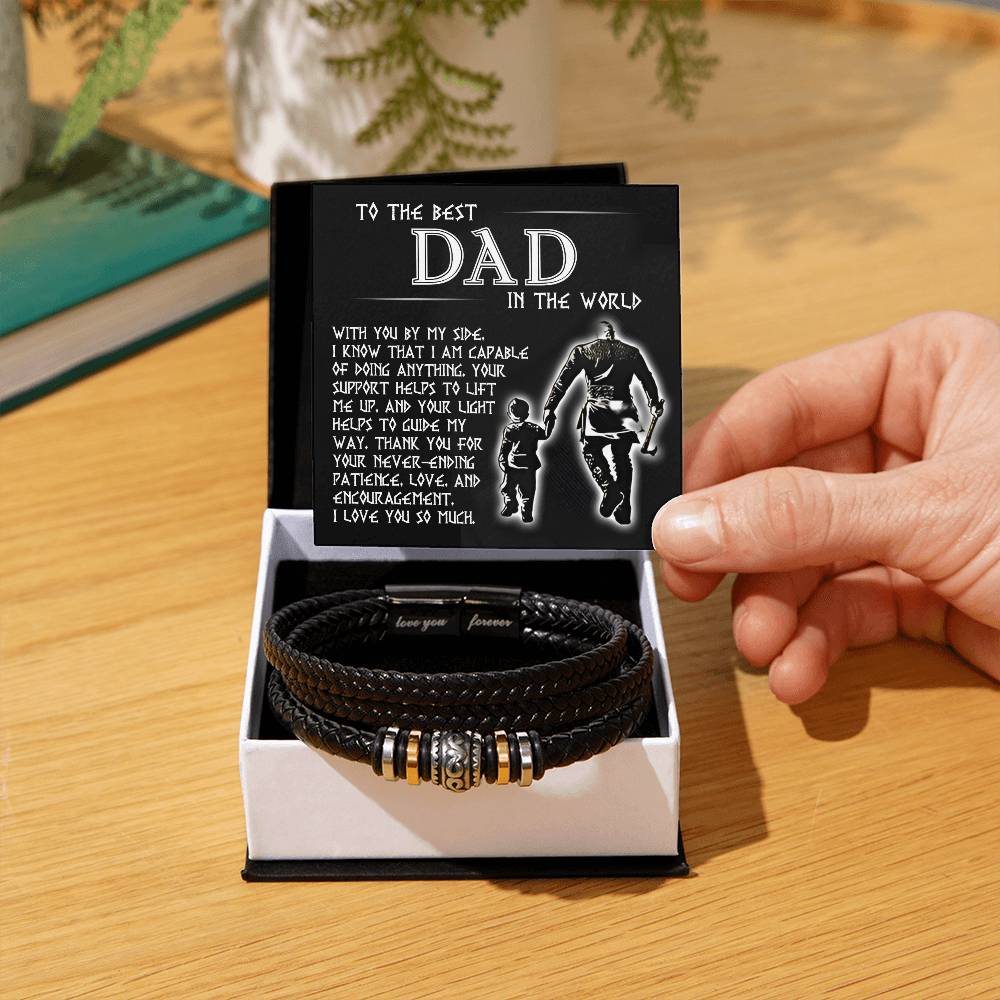 Dad Love You Forever Mens Braided Bracelet Gift -  Thanks You For Being By My Side